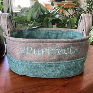 Purrfect Canvas Basket for Cat Toys/Necessities